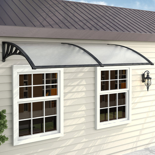 Outdoor Curved Shielded Awning - Rain Shelter - Black Awnings   