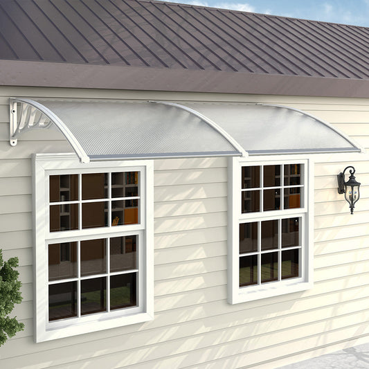 Outdoor Curved Shielded Awning - Rain Shelter - White Awnings   