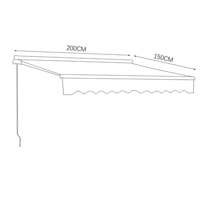 Retractable Patio Awning - Manual Shelter - Grey Awnings   L 400 x W 300 cm 