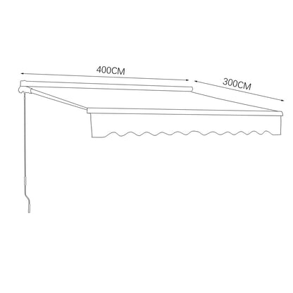 Retractable Patio Awning - Manual Shelter - Grey Awnings   L 350 x W 300 cm 