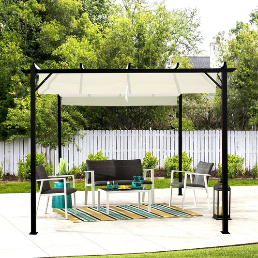 White Square Horizontal Outdoor Pulling Pergola