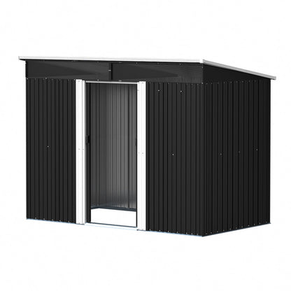 8 x 4 ft Metal Garden Storage Shed with Lockable Sliding Doors