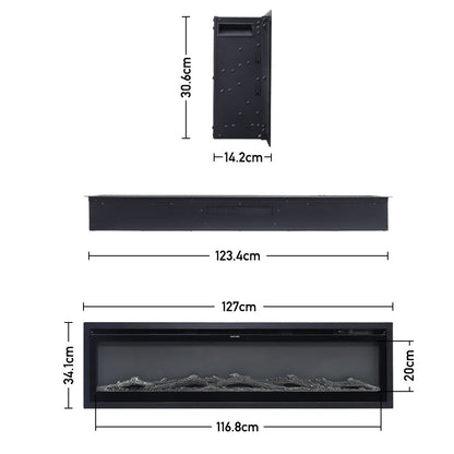 40/50/60 Inch Wall Mounted Electric LED Fireplace Fire Heater