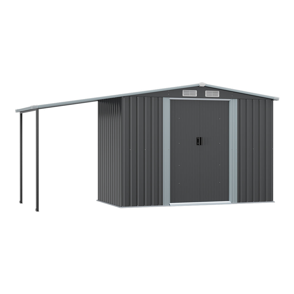 6×8FT Outdoor Metal Storage Shed with Lean-to