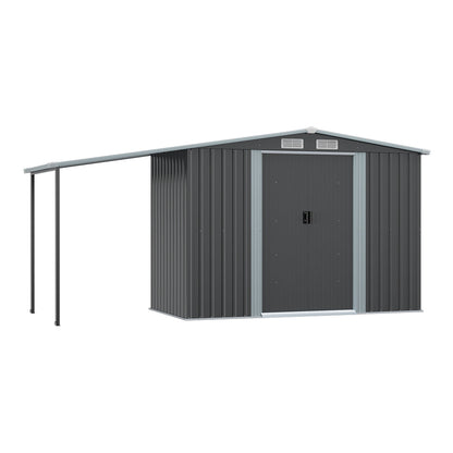 6×8FT Outdoor Metal Storage Shed with Lean-to