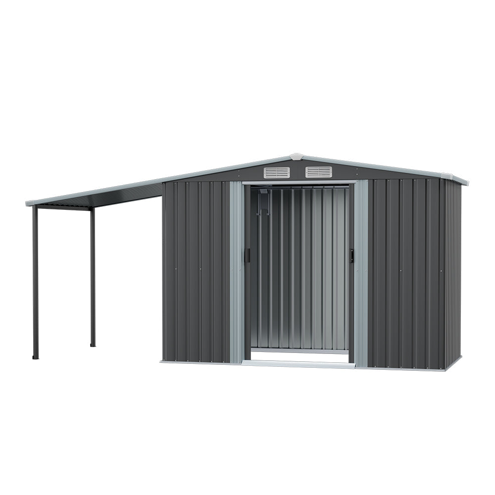 6×8FT Outdoor Metal Storage Shed with Lean-to