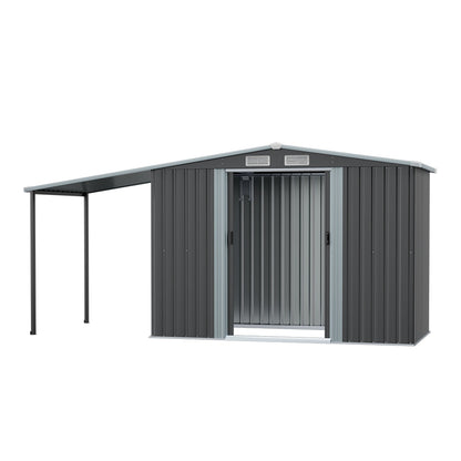 6×8FT Outdoor Metal Storage Shed with Lean-to