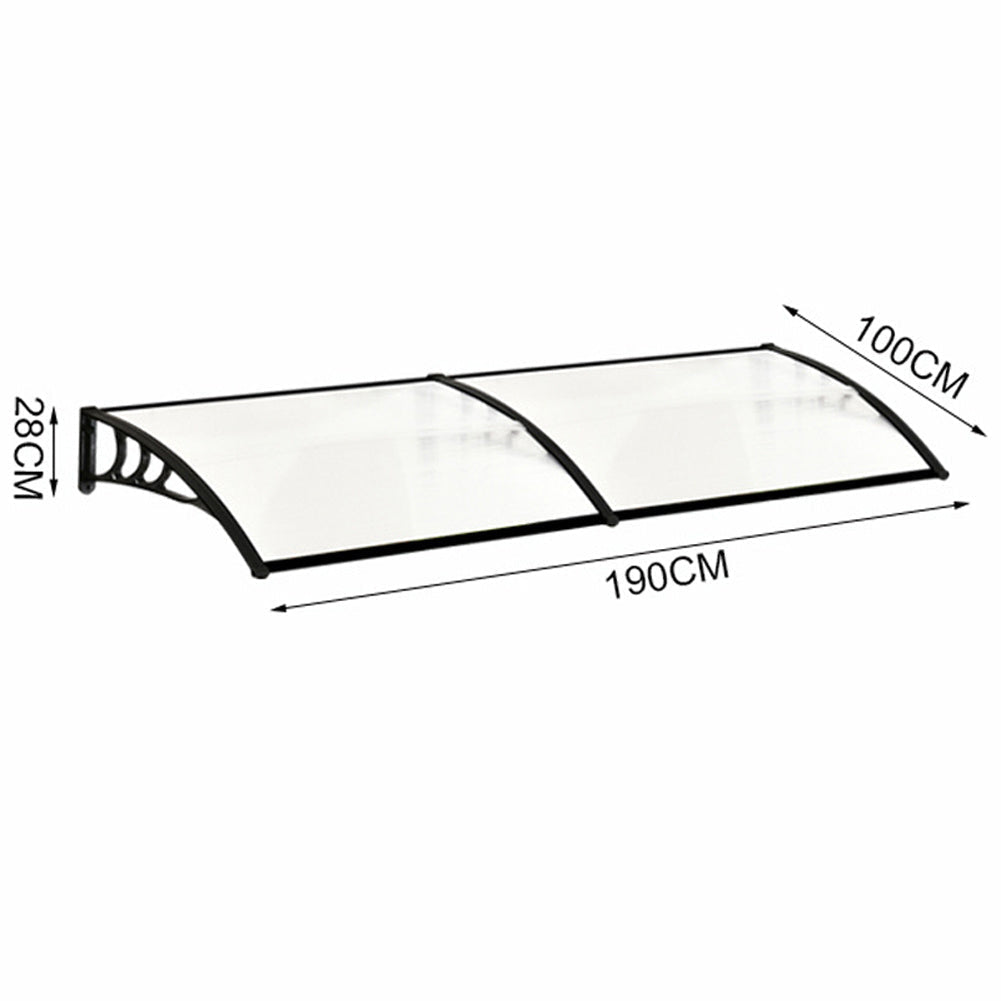 Outdoor Curved Shielded Awning - Rain Shelter - Black Awnings   L 190 x W 100 x H 28 cm Black 