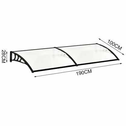 Outdoor Curved Shielded Awning - Rain Shelter - Black Awnings   L 190 x W 100 x H 28 cm Black 