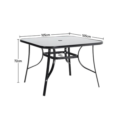 Garden Square Tempered Glass Table and Rattan Chairs GARDEN DINING SETS   