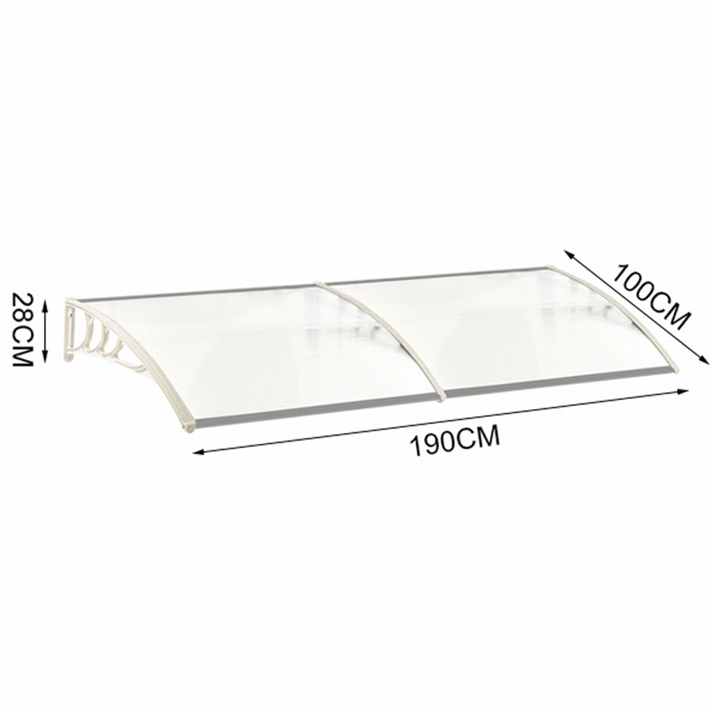 Outdoor Curved Shielded Awning - Rain Shelter - White Awnings   L 190 x W 100 x H 28 cm 