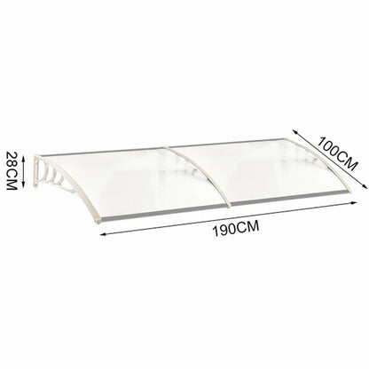 Outdoor Curved Shielded Awning - Rain Shelter - White Awnings   L 190 x W 100 x H 28 cm 