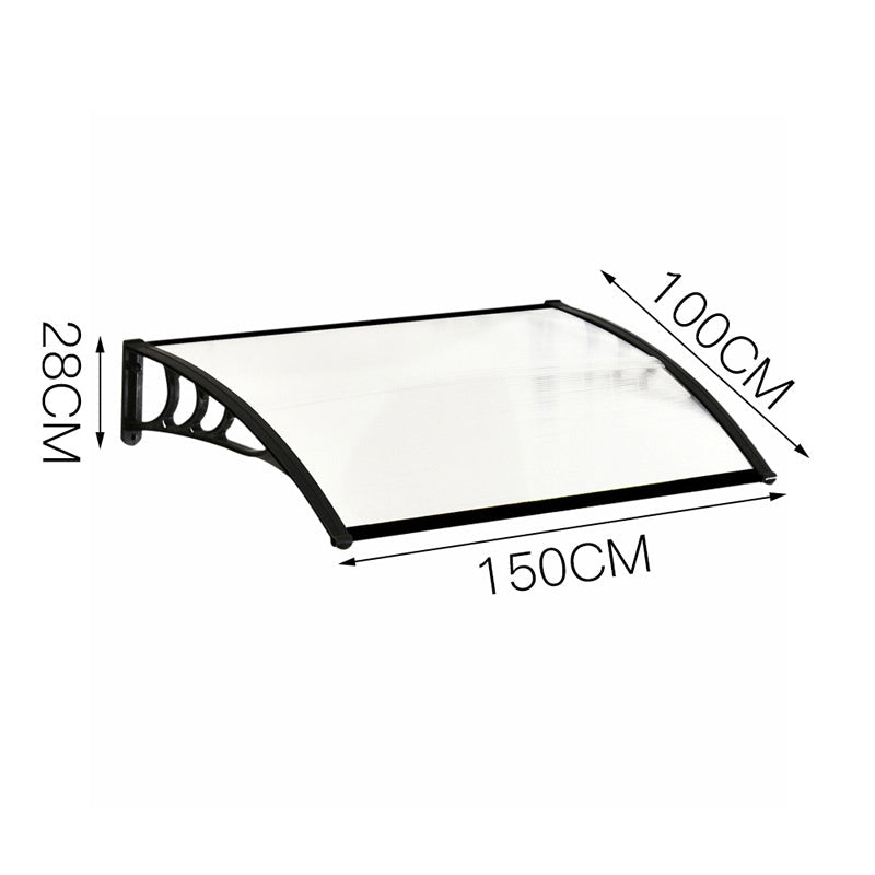 Outdoor Curved Shielded Awning - Rain Shelter - Black Awnings   L 150 x W 100 x H 28 cm Black 